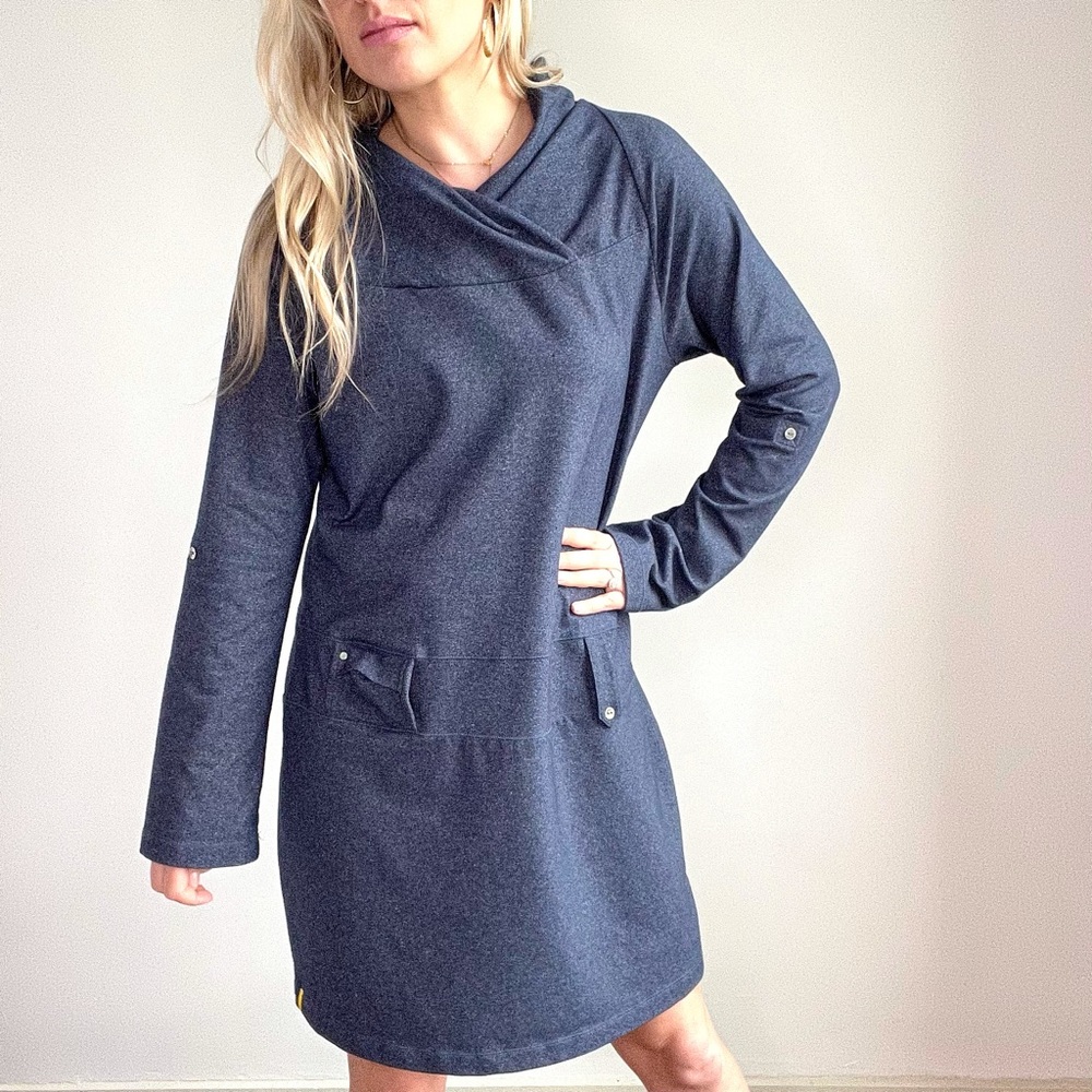 Lole Blue Long Sleeve Sweatshirt Dress XL